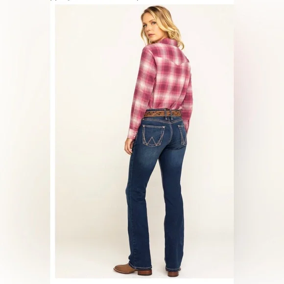 Wrangler mae mid-rise HT wash retro boot cut jeans size 24/00x34 new - Picture 7 of 12